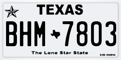TX license plate BHM7803