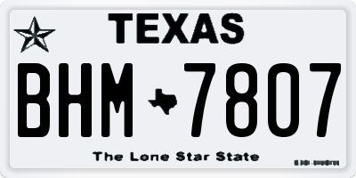 TX license plate BHM7807