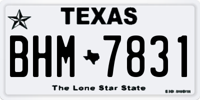 TX license plate BHM7831