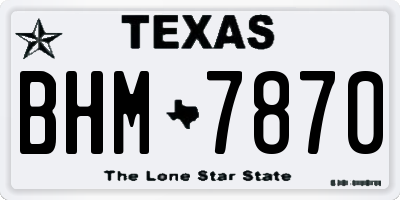 TX license plate BHM7870