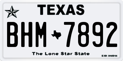 TX license plate BHM7892
