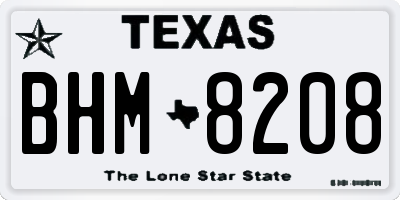 TX license plate BHM8208