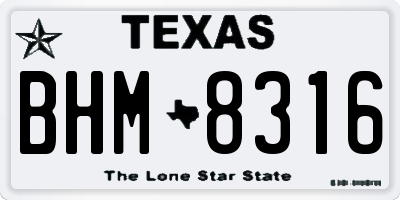 TX license plate BHM8316