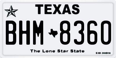 TX license plate BHM8360