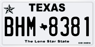 TX license plate BHM8381