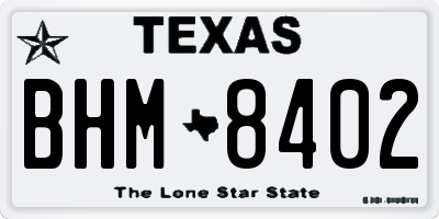 TX license plate BHM8402