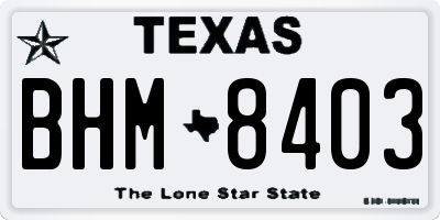 TX license plate BHM8403