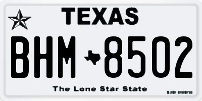 TX license plate BHM8502