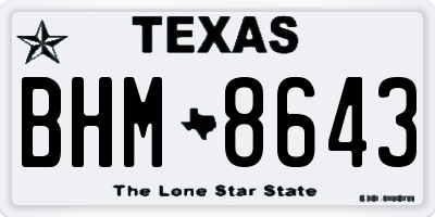 TX license plate BHM8643