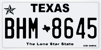 TX license plate BHM8645