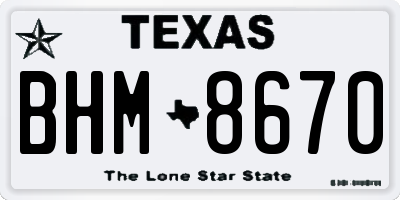 TX license plate BHM8670