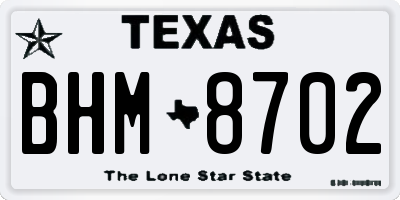 TX license plate BHM8702