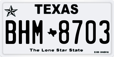 TX license plate BHM8703