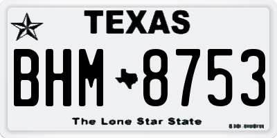 TX license plate BHM8753