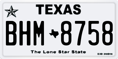 TX license plate BHM8758