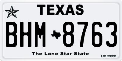 TX license plate BHM8763