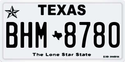 TX license plate BHM8780