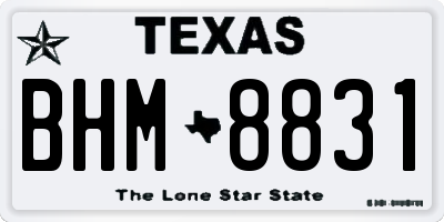 TX license plate BHM8831