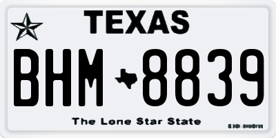 TX license plate BHM8839