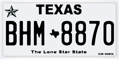 TX license plate BHM8870