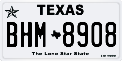 TX license plate BHM8908