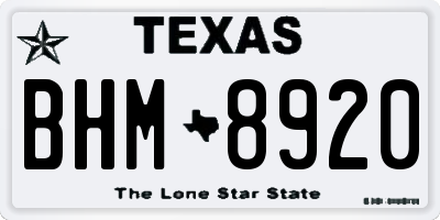 TX license plate BHM8920