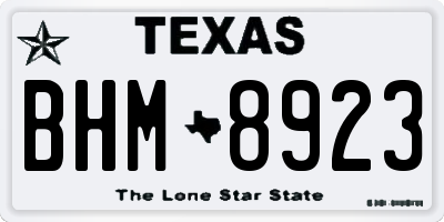 TX license plate BHM8923