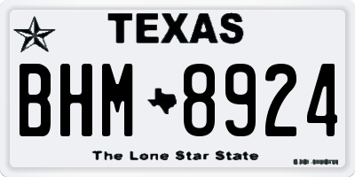 TX license plate BHM8924