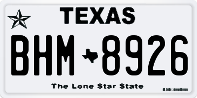 TX license plate BHM8926