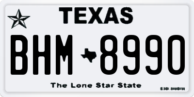 TX license plate BHM8990