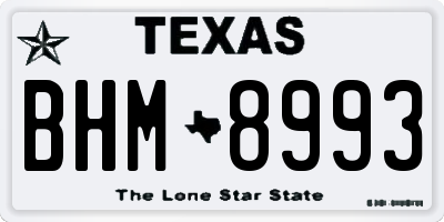 TX license plate BHM8993