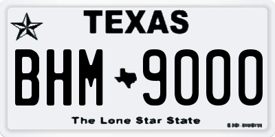 TX license plate BHM9000