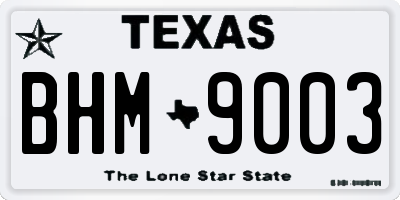 TX license plate BHM9003