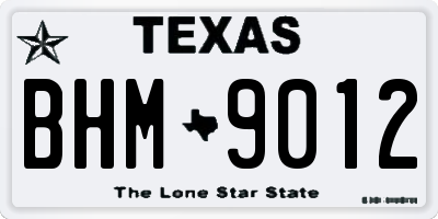 TX license plate BHM9012