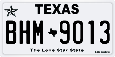 TX license plate BHM9013