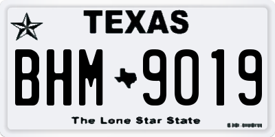 TX license plate BHM9019