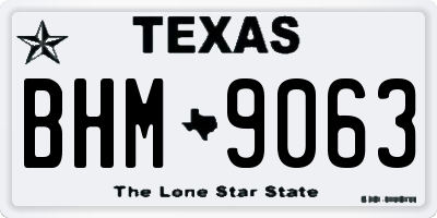 TX license plate BHM9063