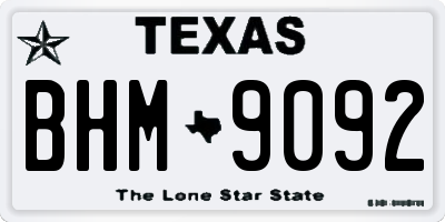 TX license plate BHM9092