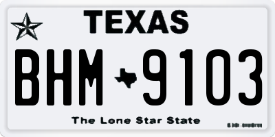 TX license plate BHM9103