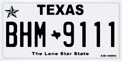TX license plate BHM9111