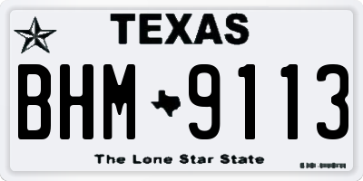 TX license plate BHM9113