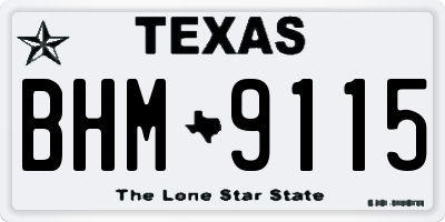 TX license plate BHM9115