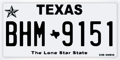 TX license plate BHM9151