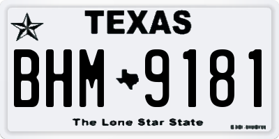 TX license plate BHM9181