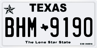 TX license plate BHM9190