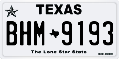 TX license plate BHM9193