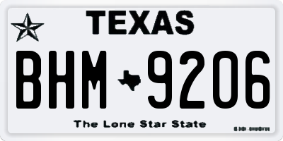 TX license plate BHM9206