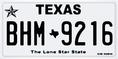 TX license plate BHM9216