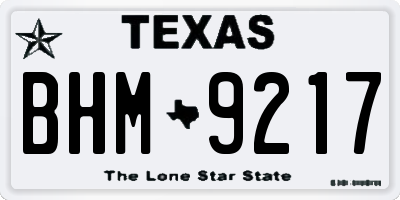TX license plate BHM9217