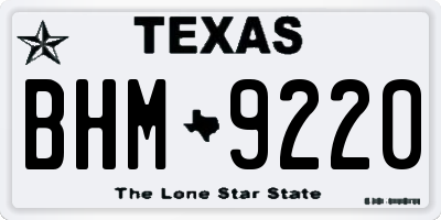 TX license plate BHM9220